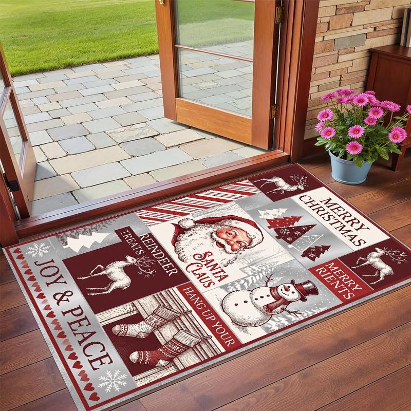 Alfombra Cuadrada Estampada Navideña Suave Antideslizante Para Dormitorio Regalo Navideño