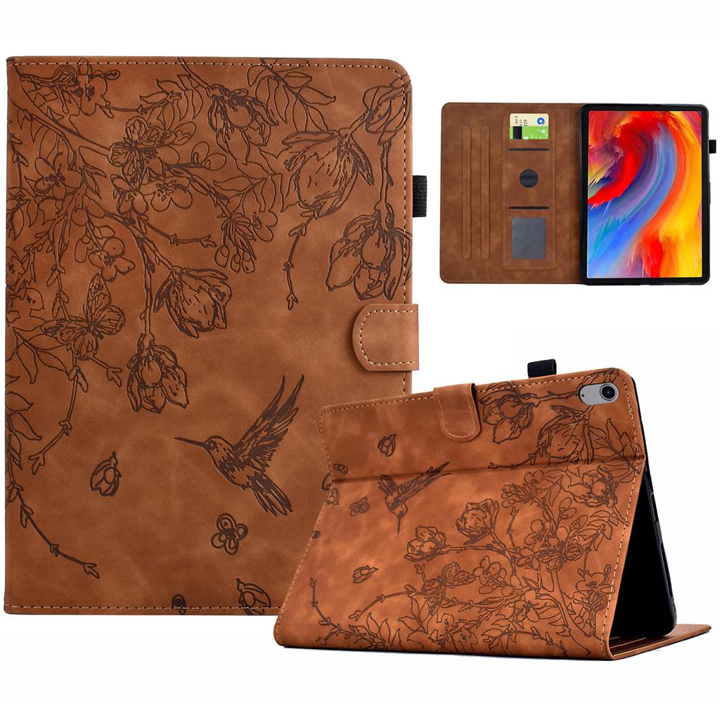 Für iPad (2025)/10.9 (2022) Hülle Blume Vogel Aufgedruckter Kartenhalter Leder Tablet-Hülle