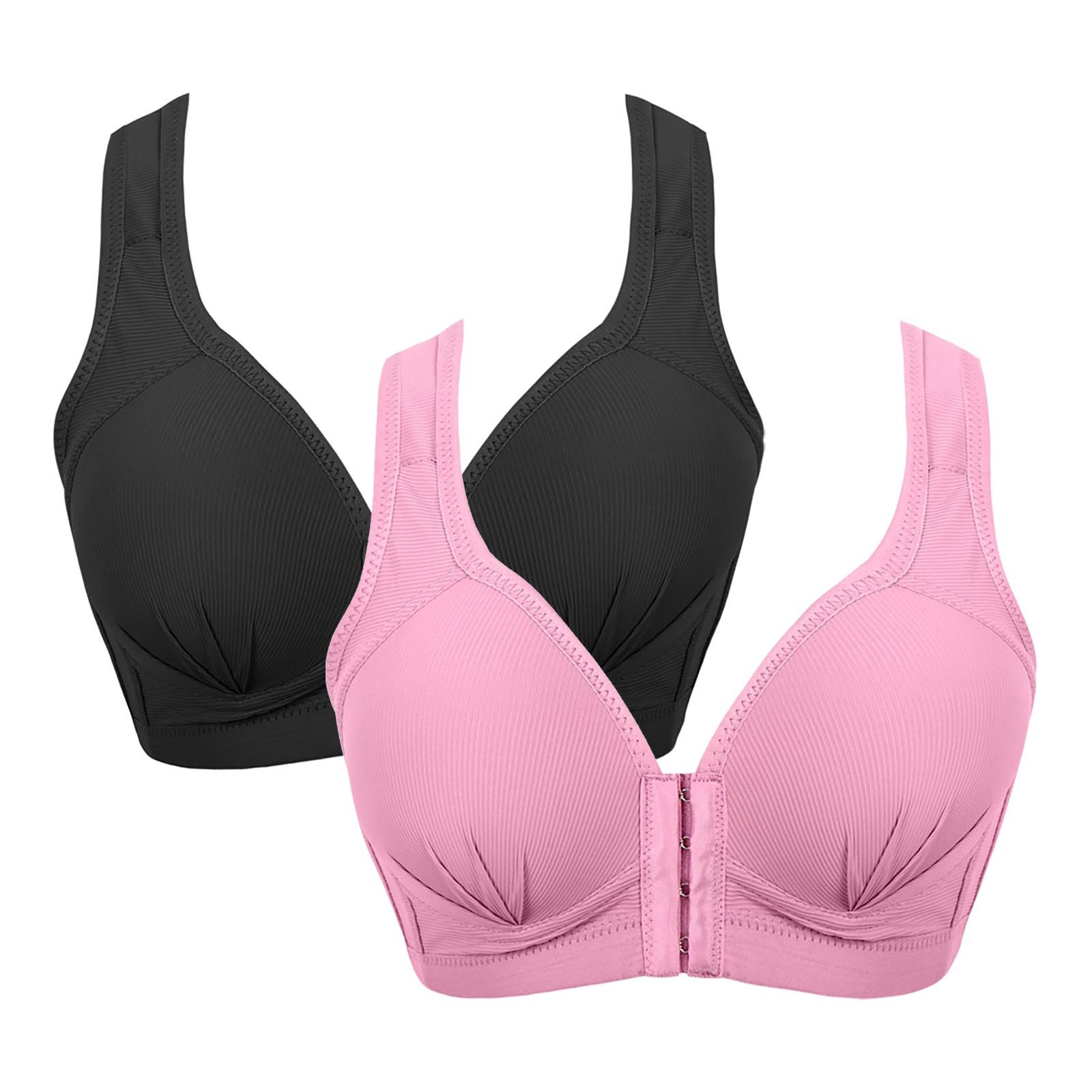 

2PCS Sports Bra Front Closure Wireless Support Breathable Mesh Fabric Seamless Design Large Size Comfort Activewear 95