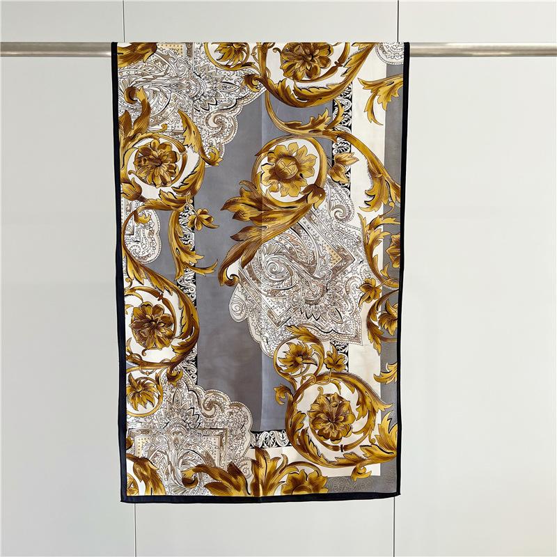 Silk Plain Crepe Satin Long Silk Scarf for Women