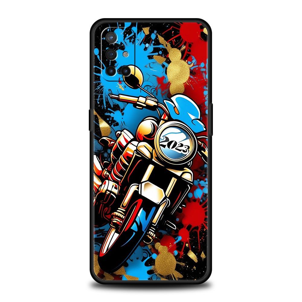 Phone Case For Oneplus 13R 13 12 10T 11 R10 Nord N100 N200 N10 9 9R CE 2 3 Z Pro Lite Soft TPU Colors Vintage Motorcycle Painted