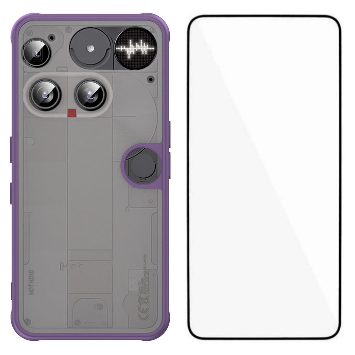 

For Nothing Phone (3) 5G Case with Screen Film WANLONFENG FD Series Skin Touch TPU PC Phone Back Cover Purple