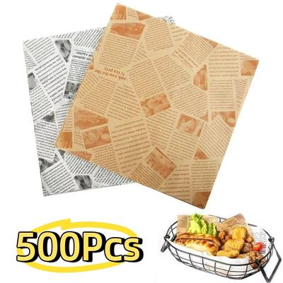 500Pcs Non-stick Oil-Proof Wax Paper Waterproof Disposable Food Wrapper Paper Simple Tear-resistant Baking Paper Fast Food