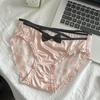Female Summer Thin Model Pure Desire Sexy Lace Ice Silk Translucent Breathable Low Waist Triangle Briefs