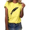 Summer Round Neck 3D Feather Animal Simplicity Print Top Fashionable Casual Short Sleeved Women's T-shirts