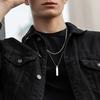Vertical Bar Stacked Necklaces for Men Boys,Stainless Steel Cuban Chain Twisted Rope Chain Collar,Stylish Zircon Sets Gifts