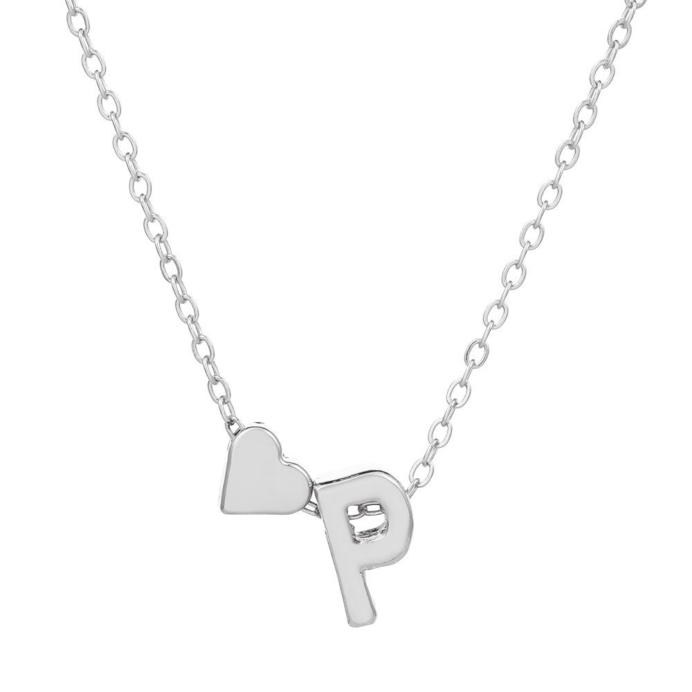 European & American Alphabet Love Heart Pendant Necklace – Versatile Peach Heart Clavicle Chain