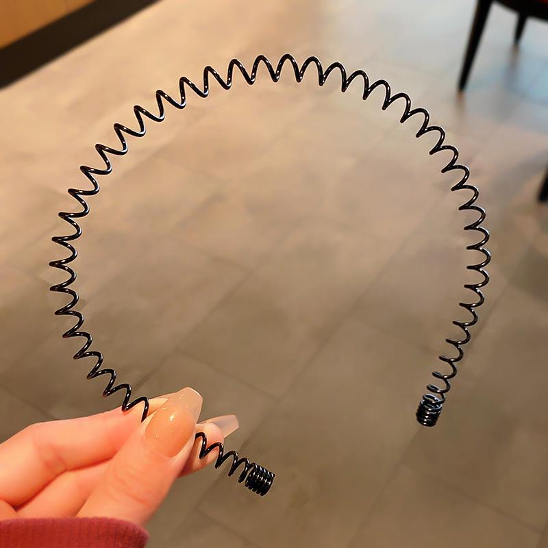 Unisex Black Non-Slip Invisible Sports Headband - Simple Korean Style Wave Hairpin Accessory