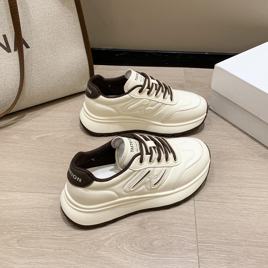 Sneakers women's 2025 new shoes thick-soled soft-soled lightweight dad shoes versatile Korean version lace-up casual running shoes