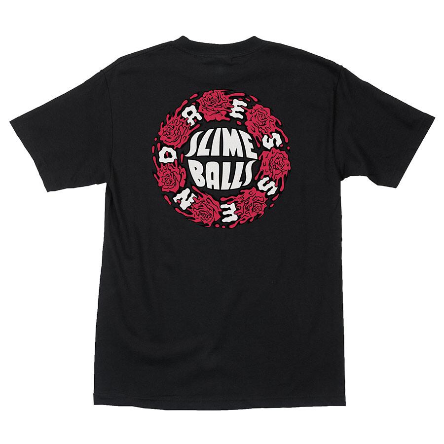 Santa Cruz Eric Dressen SLIME BALLS ROSES Skateboard T Shirt BLACK Unisex T-Shirt XXXXL