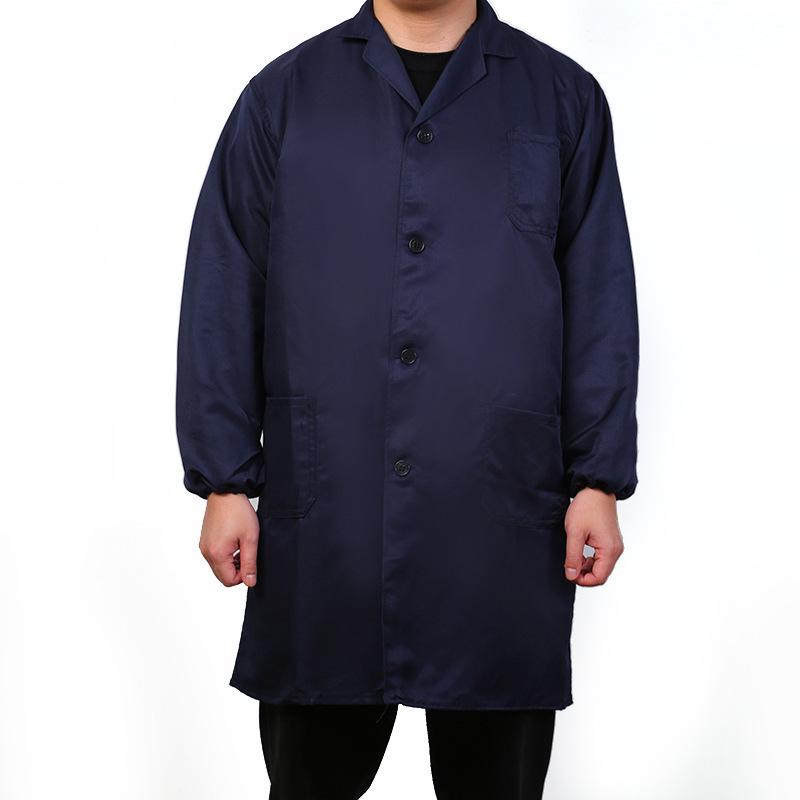 Men's Long-Sleeve Blue Workwear Smock with Custom Logo
