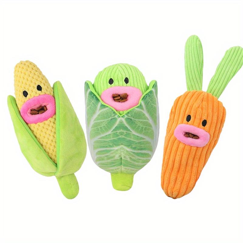 2 in 1 Cute Plush Snuffle Corn Caggabe Carrot Pet Toys Squeaky Interactive Toy for Dogs with Sound