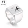 Punk Cracks Charm Ring for Men Stainless Steel 316L Shiny Anillos  Accessories Personalized Lightning Party Jewelry
