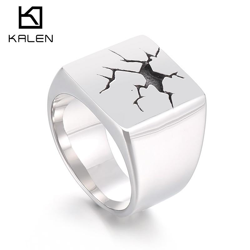 Punk Cracks Charm Ring for Men Stainless Steel 316L Shiny Anillos Accessories Personalized Lightning Party Jewelry