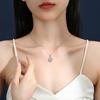 Women's Rhodium Plated 925 Sterling Silver Water Drop Necklace Zirconia Moissanite Pendant Anniversary Wedding Jewelry