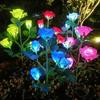 1PC Solar 5-Head Rose Flower LED Light Outdoor Atmospheric Decor Lamp Landscape Lightting for Garden Lawn Yard Path Graveyard