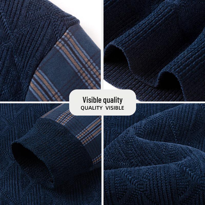 TUCANO Men's Winter Warm Faux Two-Piece Plush Lined Jacquard Sweater