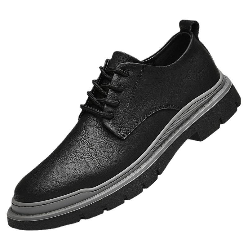 Spring and Autumn Tooling Martin Shoes Men's Low Top Retro Lace-Up Denim Style British Casual Big Head Leather Shoes Work Shoes