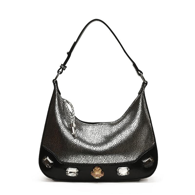 This Year's Popular French Niche High-end Sense Diamond-encrusted Underarm Crescent Bag Versatile Fashion Temperament Single Shoulder Messenger Women'