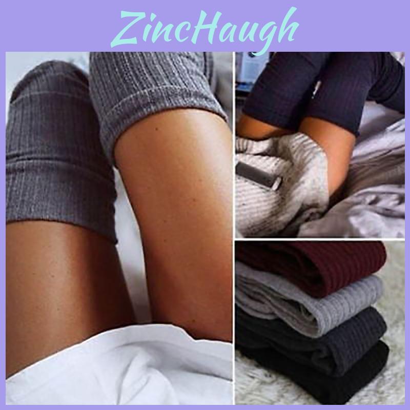 Cozy Women Long Socks For Autumn And Winter In Stylish Stripe Knitted Design
