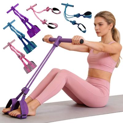 4/8-Schlauch Pedal Knöchelzieher Widerstandsband mit Griff Elastisches Yoga Sit-up Zugseil Männer Frauen Pedalspanner Trainingsgerät Workout Ausrüstung
