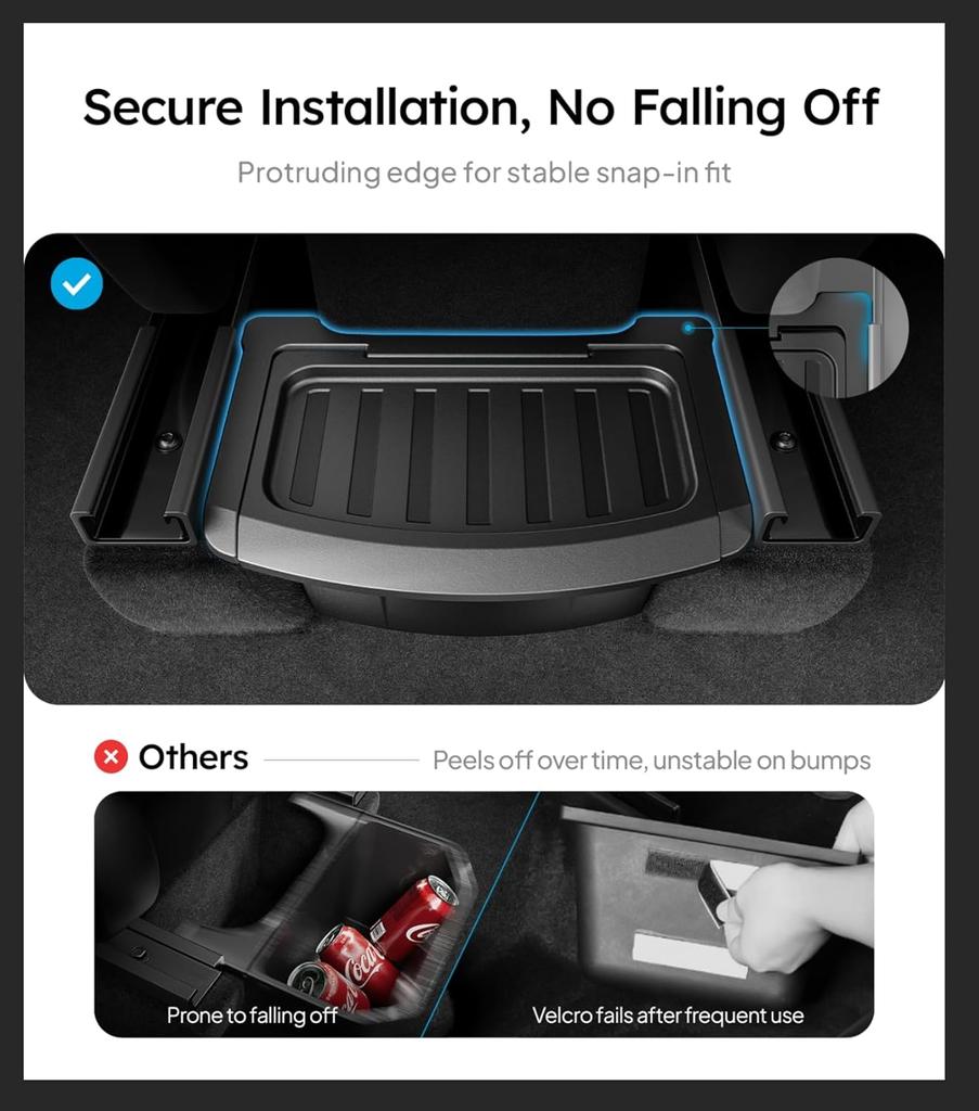 Rear Center Console Organizer [Partitioned Storage & Stable Installation] Backseat Storage Box for Tesla 2023-2025 Model 3/Y