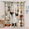 2pcs   Spring Summer Curtains Baker Pastries Kitchen Art Digital Print Drapes Versatile Polyester Fabric Decorations Outdoor for