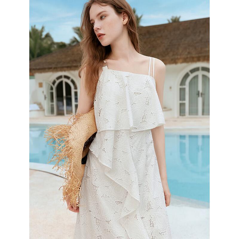 ELLE French Resort Chiffon Ruffle Maxi Dress