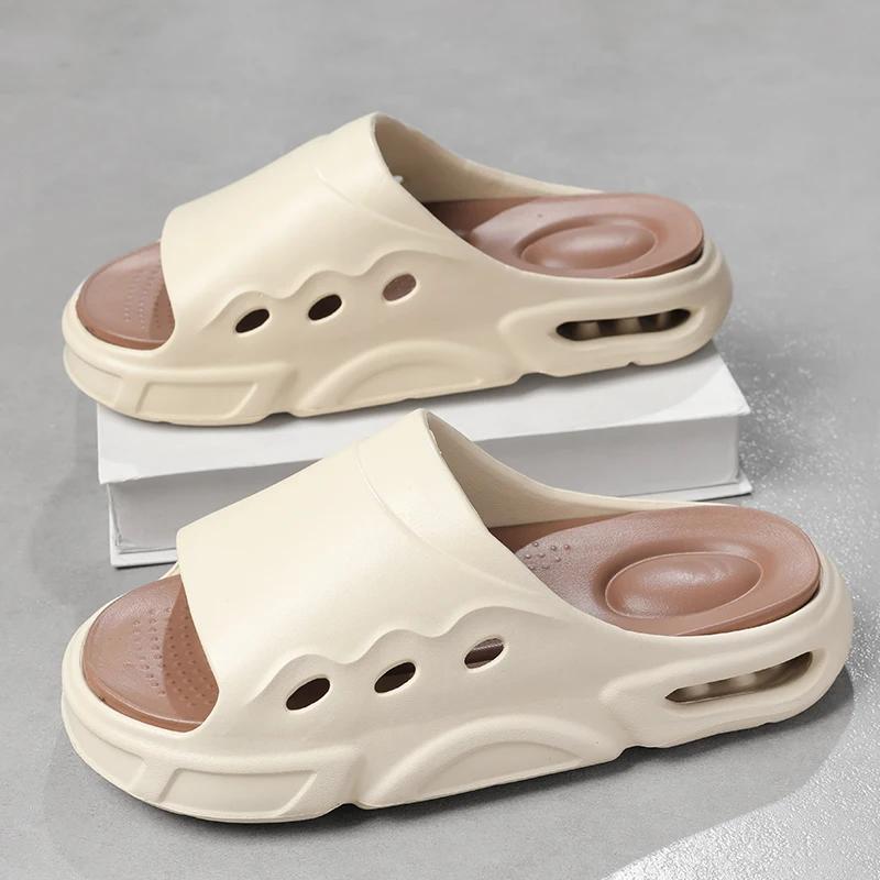Fashion New Summer Slippers Men's EVA Pure Color Simple Soft Comfortable Fashion Super Fire Trend Shape Two-Color Bottom Flip-Flops