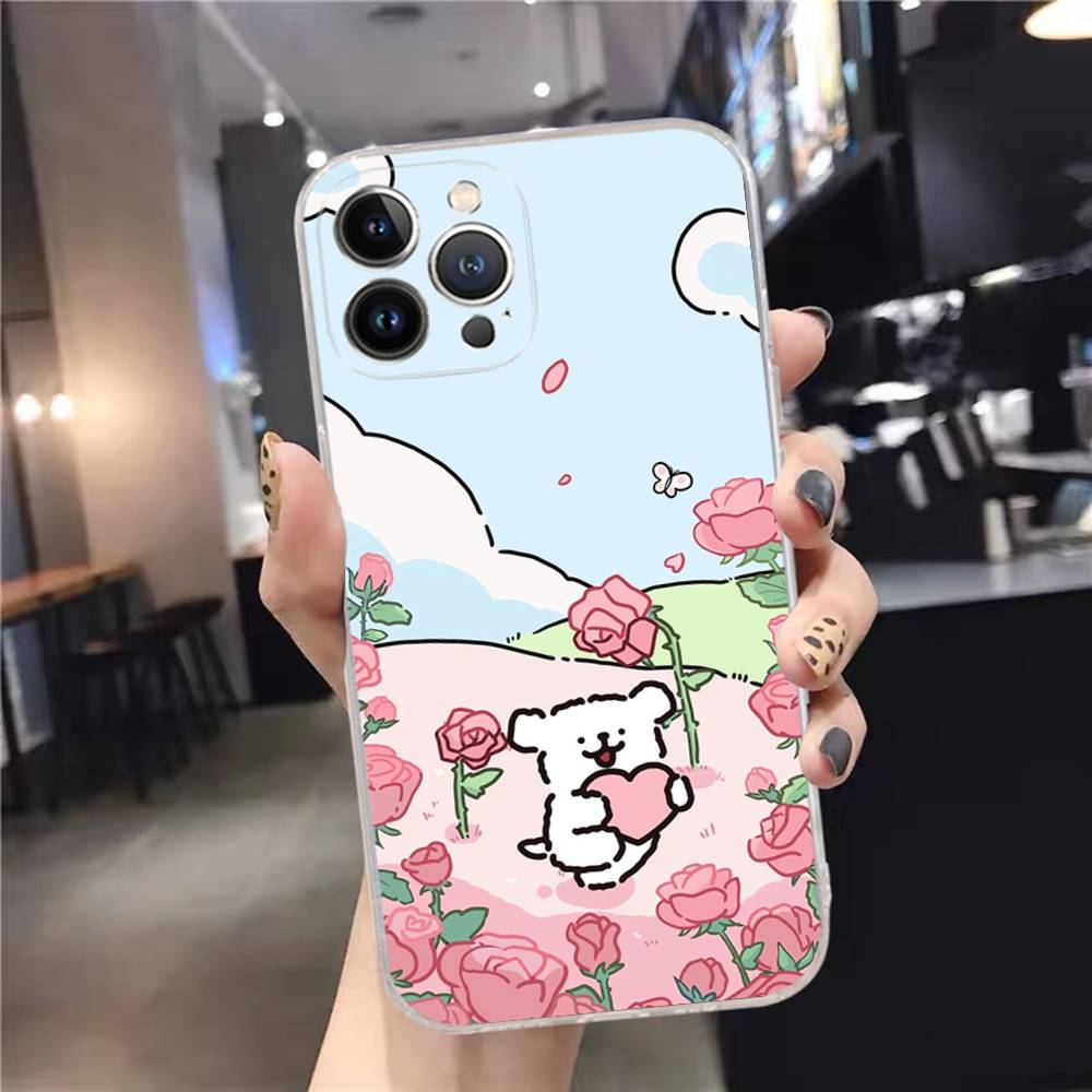 1pc Cute Cartoon Line Dog Maltese Phone Case For IPhone 17 16 15 14 11 12 13 Mini Pro XS Max Plus Funda Shell