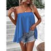 Damen Unifarben Trägerlos Schulterfrei Fließend Schwingend Schlauchoberteil Lässig Sommerurlaub Camisole