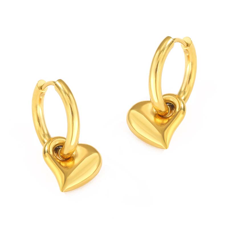 Stainless Steel Metal Heart Flower Pendant Earrings For Women Fashion Gold Color Peach Heart Ear Buckle Earrings Jewelry Gifts