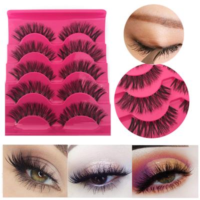 5 Pairs/Set FALSE Eyelash 3D Makeup Natural Thick Handmade Stems Effect Extension Thick Soft Lashes