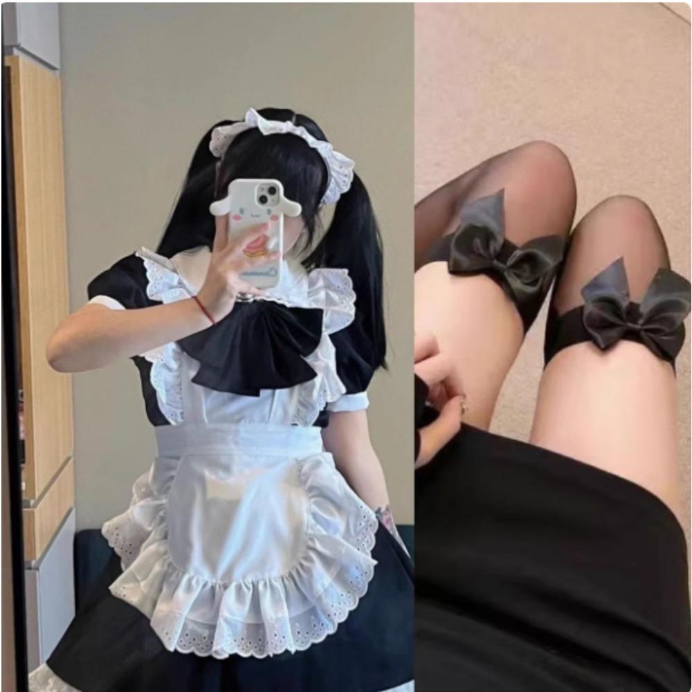 Cute Lolita Bunny Girl Cosplay Black and White Maid Outfit Lolita Dress Women's Skirt