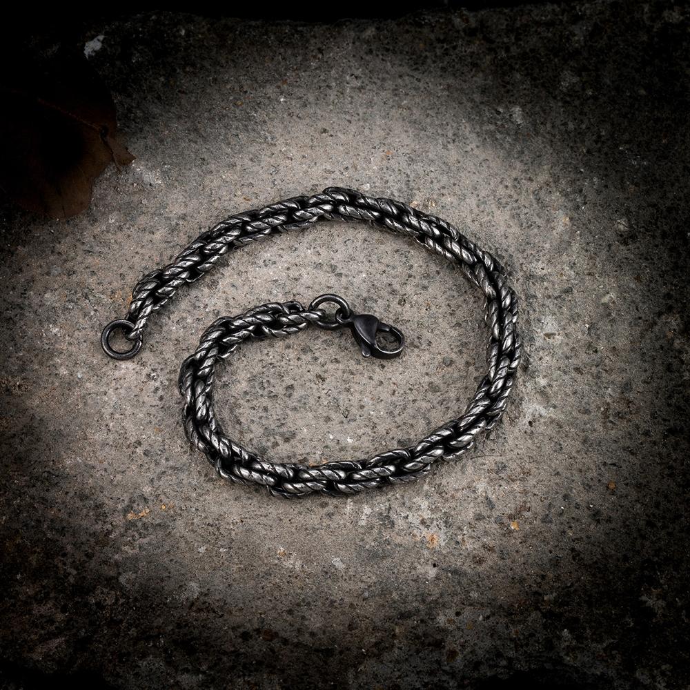 Men Stainless Steel Creative Retro Oxidized Black Biker Chain Bracelets Punk Rock Motorcycle Male Jewelry