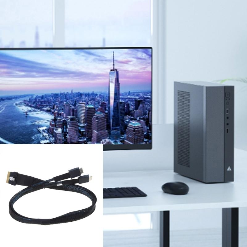 SlimSAS SFF-8654 8X to Oculink SFF-8611 4X 4ix2 Cable 16-24Gbps Efficient Signal Transmission