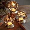 New Golden Christmas Candle Holder Christmas Tree Deer Bell Iron Xmas Candlestick Candle Stand Home Decorations Table Ornament