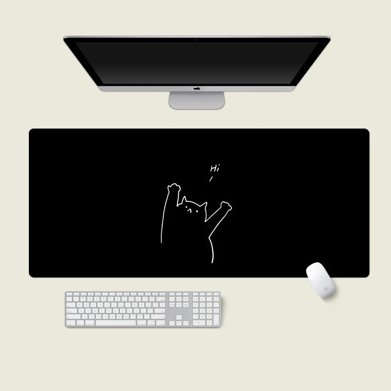 Cute Black Cat Mouse Pad Girl New Large Computer Office Game Table Mats XXL Rubber Anti-slip PC Keyboard Mousepad Long Desk Pads