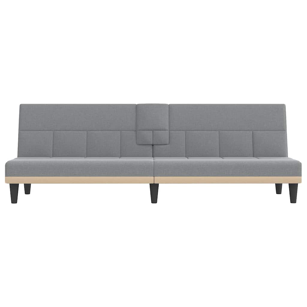 Sofa Bed with Drink Holders Light Grey Fabric