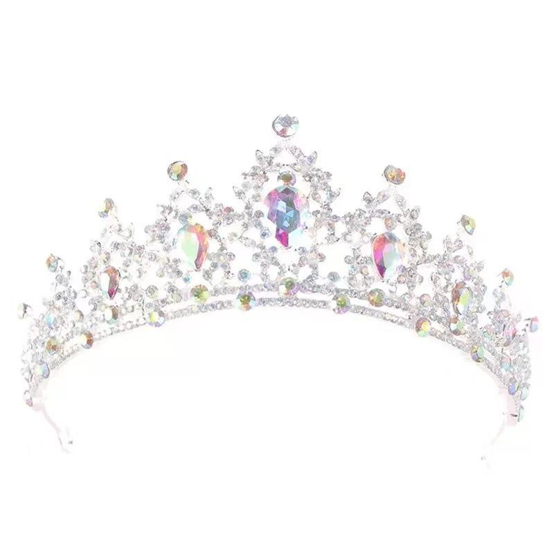 European and American Bride Headwear Large Crown Fashionable Crystal Crown  Birthday Party Headband  Retro Queen Headband