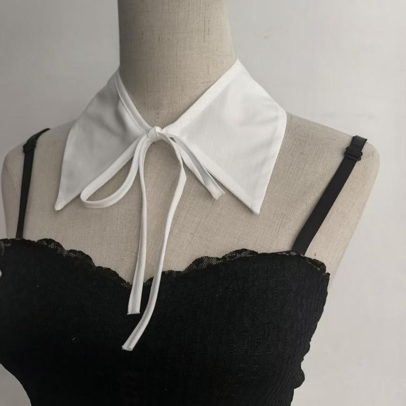 Ladies Detachable Lapel Fake Collar Neck Shirt Doll Collar False Blouse Neckwear Lace Up Shawl Cosplay Party Costume Accessories