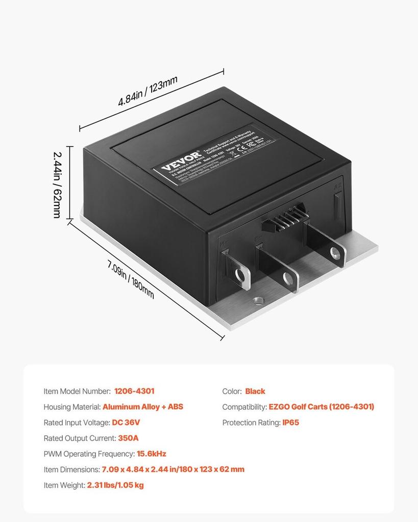 Golf Cart Controller 36V 350A Speed Controller for EZGO 1206-4301 Models