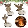 Warm Home Accents Wooden Candle Holder, Praying Angel Tabletop Tealight Stand, Religious Christmas Table Decor Decorative Candlestick for Mantel,