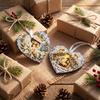 Heart Shaped Nativity Pendants Wooden Hanging Ornament for Christmas Tree Decorations, Retro Religious Vintage Style Holiday Tags Scene Garland
