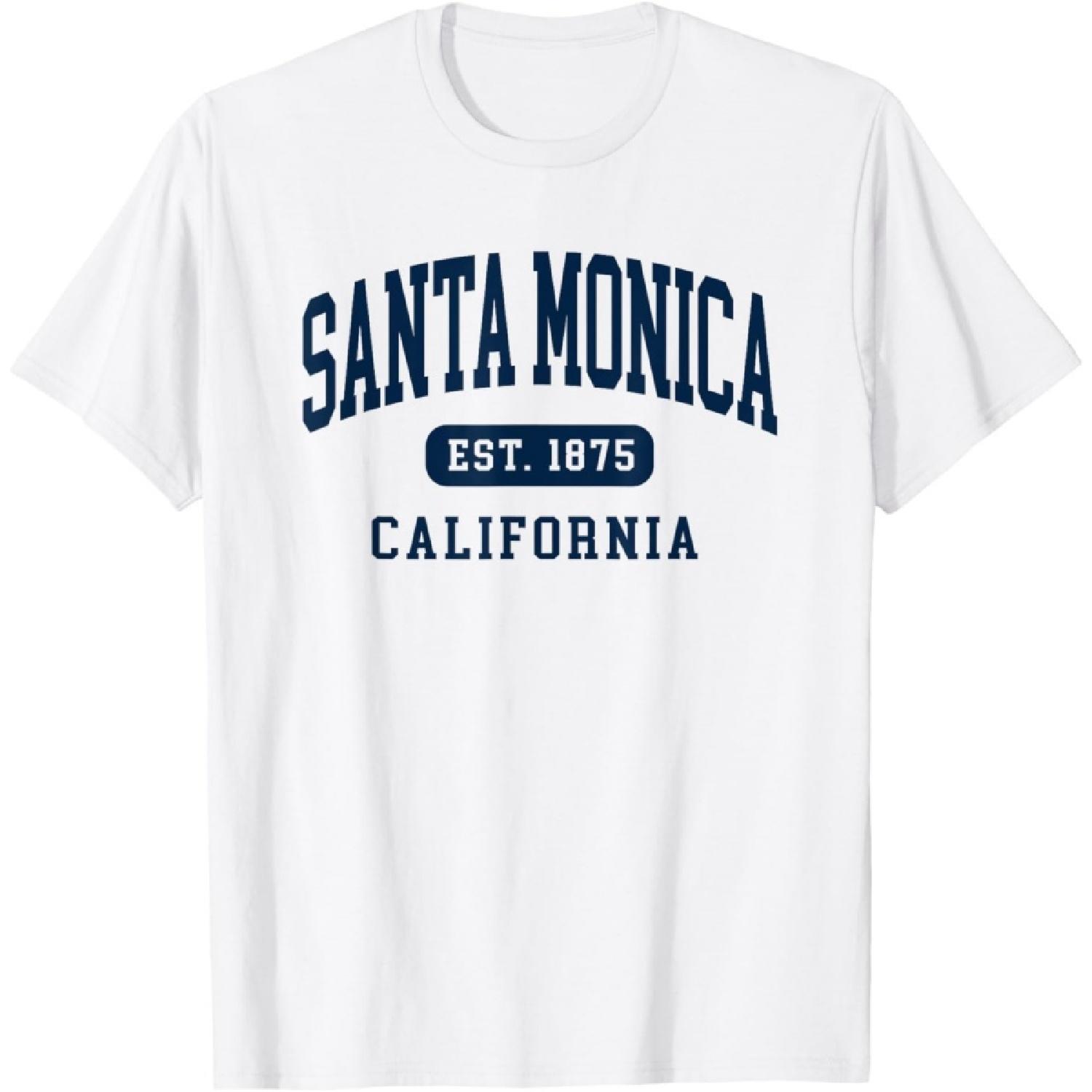 Santa Monica California Retro Est 1875 Vintage Souvenir T-Shirt S белый