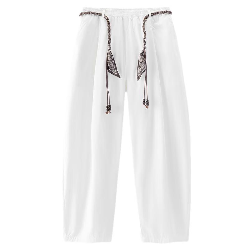 Semir Women's Summer Loose Belted Wide-Leg Curved Casual Pants