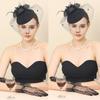 Vintage Style Handmade Large Veil Women Feather Hair Fascinator Hat Wedding Mesh Short Gloves for Bridal Accessories
