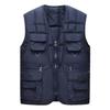 Middle-aged and Elderly Dad's Multi-pocket Vest Fishing Vest Autumn and Winter Warm Cotton Vest Outdoor Wear Men's Sleeveless Jacket