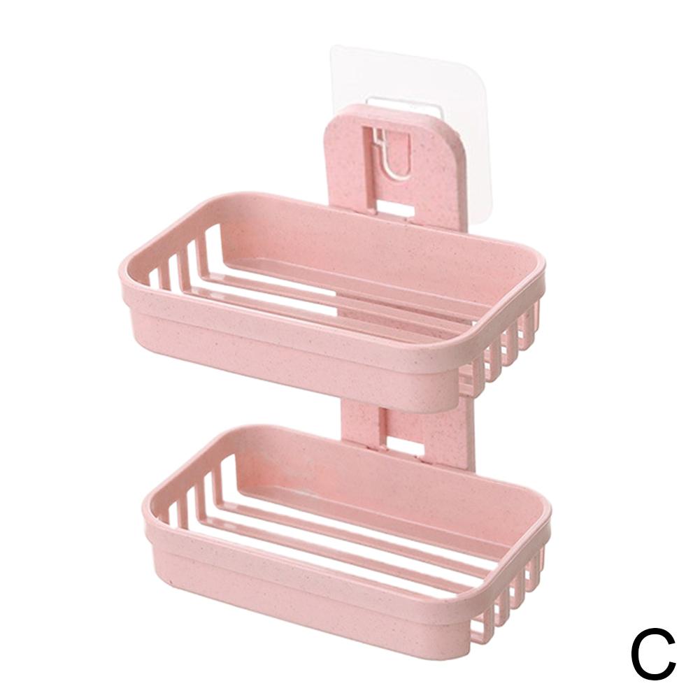 Double Layer Soap Dish Tray Rack Waterproof Wall Mount Soap Dish Holder for Bathroom, Tub and Kitchen Sink Punch-Free