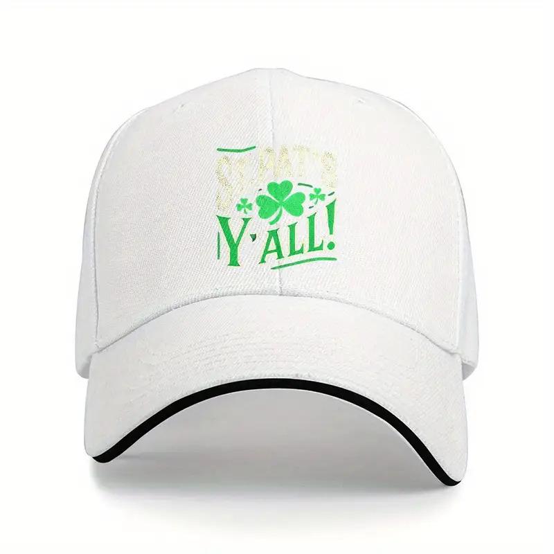 St Pats Yall Shamrock Baseball Cap Adjustable Polyester Casual Hat for Adult Unisex Outdoor Parade